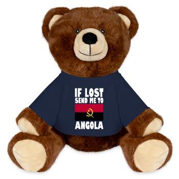 Angola Flagge Spruch - MiniFeet® RecycelBär® Braun - French Navy - Vorne
