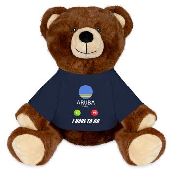 Aruba calls to Lusiger flags saying - MiniFeet® RecycelBär® Teddy Bear Brown - french navy - Front