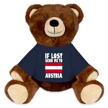 Austria Flag Slogan - MiniFeet® RecycelBär® Teddy Bear Brown - french navy - Front