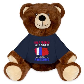 Moitié Français moitié chinois - Nounours RecycelBär® marron - bleu marine - Devant