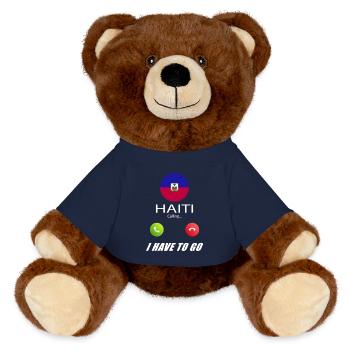 Haiti calls lusiger flags slogan - MiniFeet® RecycelBär® Teddy Bear Brown - french navy - Front