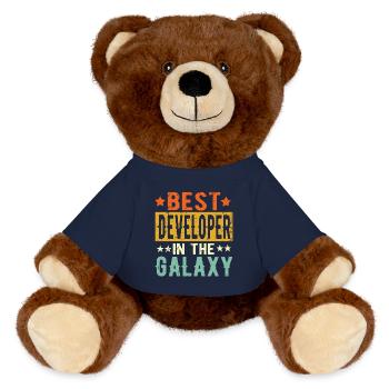 Best Developer ever Developer Gift - MiniFeet® RecycelBär® Teddy Bear Brown - french navy - Front