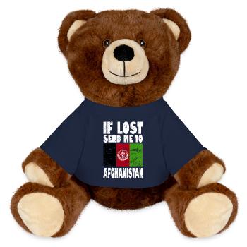 Afghanistan Flag Slogan - MiniFeet® RecycelBär® Teddy Bear Brown - french navy - Front