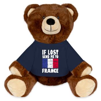 France Flag Slogan - MiniFeet® RecycelBär® Teddy Bear Brown - french navy - Front