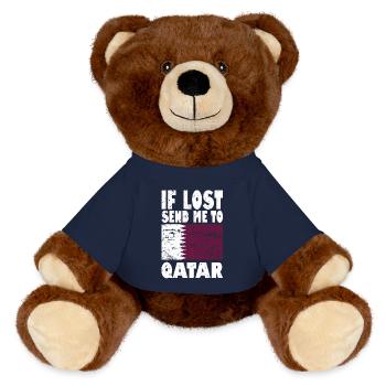 Qatar Flag Slogan - MiniFeet® RecycelBär® Teddy Bear Brown - french navy - Front