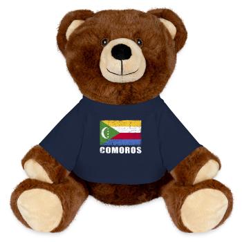 Comoros Flag Grunge Comoros Flag - MiniFeet® RecycelBär® Teddy Bear Brown - french navy - Front