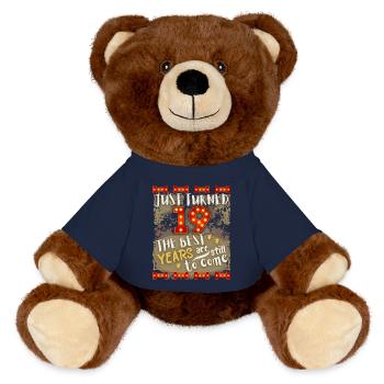 19th birthday 19 years old vintage design, saying - MiniFeet® RecycelBär® Teddy Bear Brown - french navy - Front