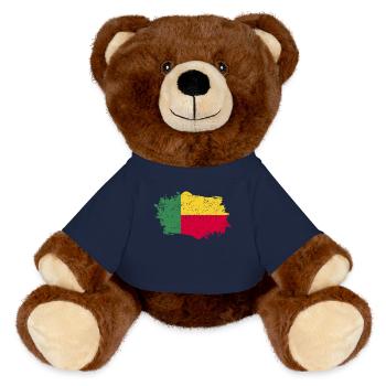 Drapeau du Bénin Grunge Drapeau du Bénin - Nounours RecycelBär® marron - bleu marine - Devant
