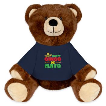 Happy Cinco de Mayo Feiertag Mexiko Amerika - MiniFeet® RecycelBär® Braun - French Navy - Vorne