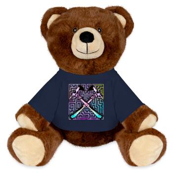 Axe throwing - MiniFeet® RecycelBär® Teddy Bear Brown - french navy - Front