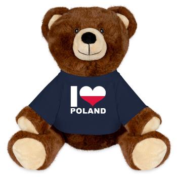 I love Poland heart flag Poland - MiniFeet® RecycelBär® Teddy Bear Brown - french navy - Front