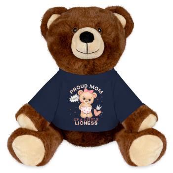Mami-Mutti, Mom-Mama, Löwen-Mama Baby-Girl Spruch - MiniFeet® RecycelBär® Braun - French Navy - Vorne