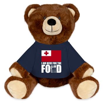Tonga holiday trip souvenir - MiniFeet® RecycelBär® Teddy Bear Brown - french navy - Front