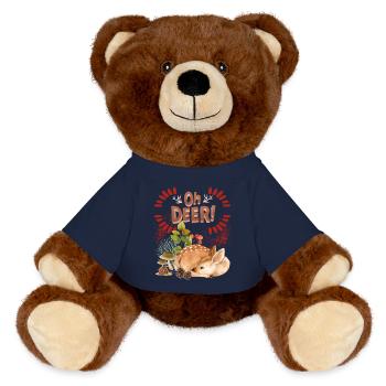 Reh Reh-Bambi Rehkitz im Wald lustiger Spruch, Pun - MiniFeet® RecycelBär® Braun - French Navy - Vorne