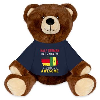 Moitié allemand moitié sénégalais - Nounours RecycelBär® marron - bleu marine - Devant