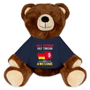 Moitié allemand moitié tunisien - Nounours RecycelBär® marron - bleu marine - Devant