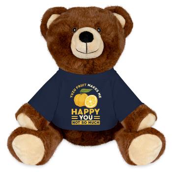 Yuzu Fruit Saying - MiniFeet® RecycelBär® Teddy Bear Brown - french navy - Front