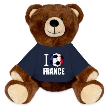 Frankreich Fußball - MiniFeet® RecycelBär® Braun - French Navy - Vorne