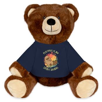 Ornithorynque est mon animal spirituel Schnabeltier - Nounours RecycelBär® marron - bleu marine - Devant