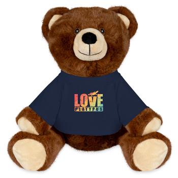 Love Platypus Australie Ornithorynque animal - Nounours RecycelBär® marron - bleu marine - Devant