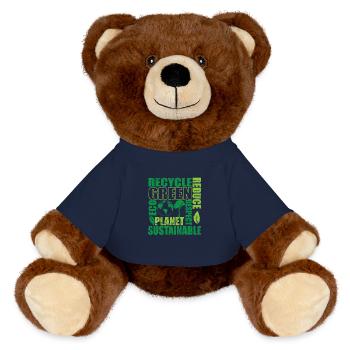 Recycle Green Eco Planet Reduce Respect - MiniFeet® RecycelBär® Teddy Bear Brown - french navy - Front