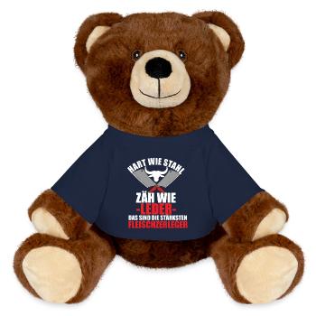 Fleischer Metzger Zerleger Schlachter - MiniFeet® RecycelBär® Braun - French Navy - Vorne