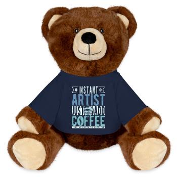 Buchalter Kaffee Spruch - MiniFeet® RecycelBär® Braun - French Navy - Vorne