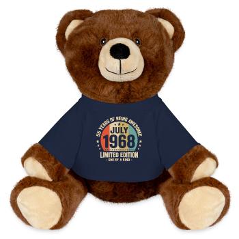 Juli 1968 55 Jahre Jubiläumsgeschenk - MiniFeet® RecycelBär® Braun - French Navy - Vorne