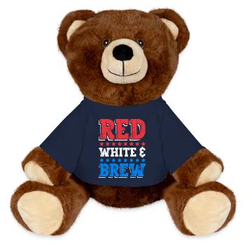 Red white and brown drink July 4 - MiniFeet® RecycelBär® Teddy Bear Brown - french navy - Front