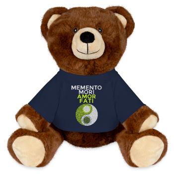 Dicton latin Memento-Mori, motivation - Nounours RecycelBär® marron - bleu marine - Devant
