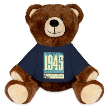 1945 Naissance Anniversaire Année de naissance - Nounours RecycelBär® marron - bleu marine - Devant