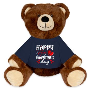 Happy Anti-valentine's Day Hater's Heart Broken - MiniFeet® RecycelBär® Teddy Bear Brown - french navy - Front