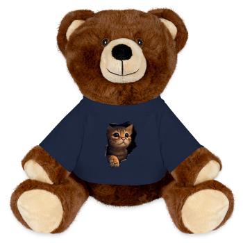 Chat mignon Chaton Craqué Chat Amants Chats Chats - Nounours RecycelBär® marron - bleu marine - Devant