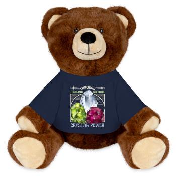 Healing Crystals, Esoteric, Crystal Power - MiniFeet® RecycelBär® Teddy Bear Brown - french navy - Front