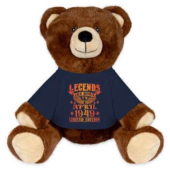 Geburtstag April 1949 Limited Edition Vintage - MiniFeet® RecycelBär® Braun - French Navy - Vorne