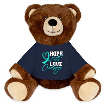 Hope Faith Love Courage Pstd Stress Awareness - MiniFeet® RecycelBär® Teddy Bear Brown - french navy - Front