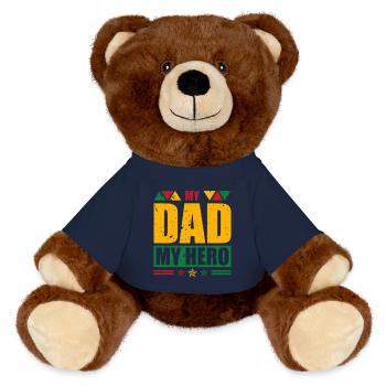 My Father My Hero Black History Month Melanin - MiniFeet® RecycelBär® Teddy Bear Brown - french navy - Front
