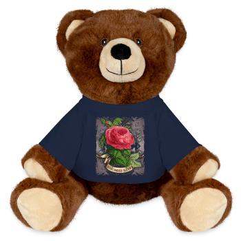 Antique rose vintage botanical illustration - MiniFeet® RecycelBär® Teddy Bear Brown - french navy - Front