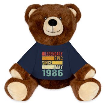 Anniversaire Mai 1986 Épopée légendaire - Nounours RecycelBär® marron - bleu marine - Devant
