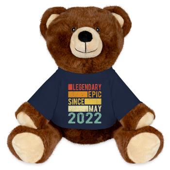 Anniversaire mai 2022 Épopée légendaire - Nounours RecycelBär® marron - bleu marine - Devant