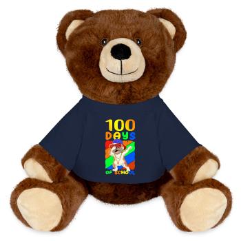 100 jours d’école Cadeau scolaire pour les enfants étudiants - Nounours RecycelBär® marron - bleu marine - Devant