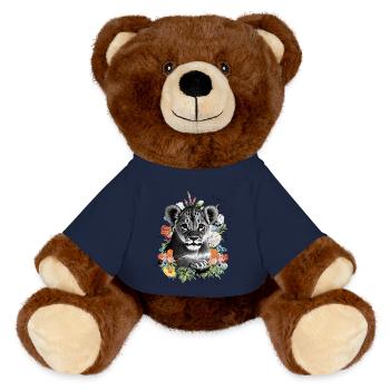 Fleurs de lion - Nounours RecycelBär® marron - bleu marine - Devant