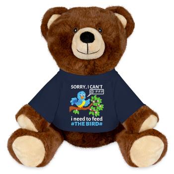 Twitter-Follower, Social Media, Posten, Tweeten - MiniFeet® RecycelBär® Braun - French Navy - Vorne