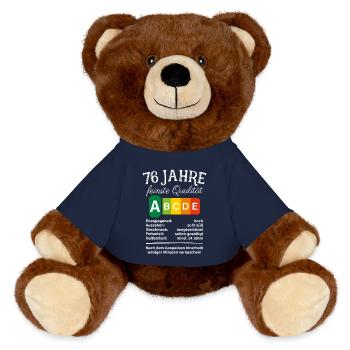 76 Jahre Feinste Qualität Geschenk 76. Geburtstag - MiniFeet® RecycelBär® Braun - French Navy - Vorne