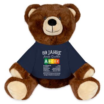 89 Jahre Feinste Qualität Geschenk 89. Geburtstag - MiniFeet® RecycelBär® Braun - French Navy - Vorne