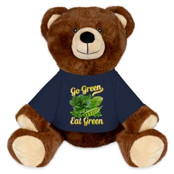 Grünes Gemüse, lustiger Spruch Veganer, Vegetarier - MiniFeet® RecycelBär® Braun - French Navy - Vorne