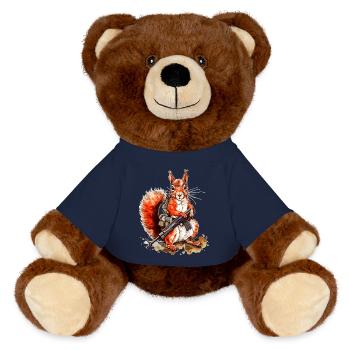 Eichhörnchen mit Maschinengewehr ist bewaffnet - MiniFeet® RecycelBär® Braun - French Navy - Vorne