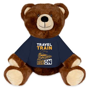 Train journey - MiniFeet® RecycelBär® Teddy Bear Brown - french navy - Front
