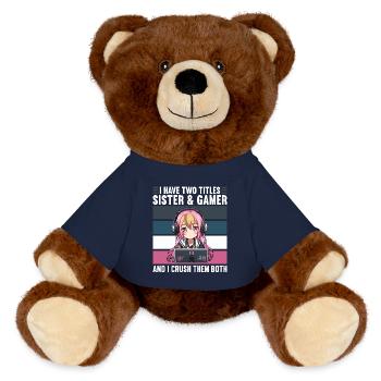 Gaming Console PC Gamer Girl Gamer Girl - MiniFeet® RecycelBär® Teddy Bear Brown - french navy - Front