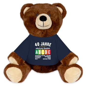 Lebensmittelampel Score 40 Jahre 40 Geburtstag - MiniFeet® RecycelBär® Braun - French Navy - Vorne
